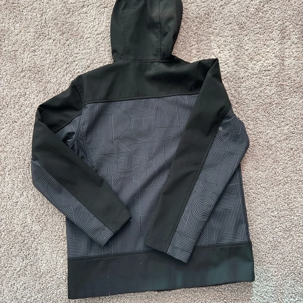Free Country Black and Blue Patterned Performance Jacket w Hood Size L Youth